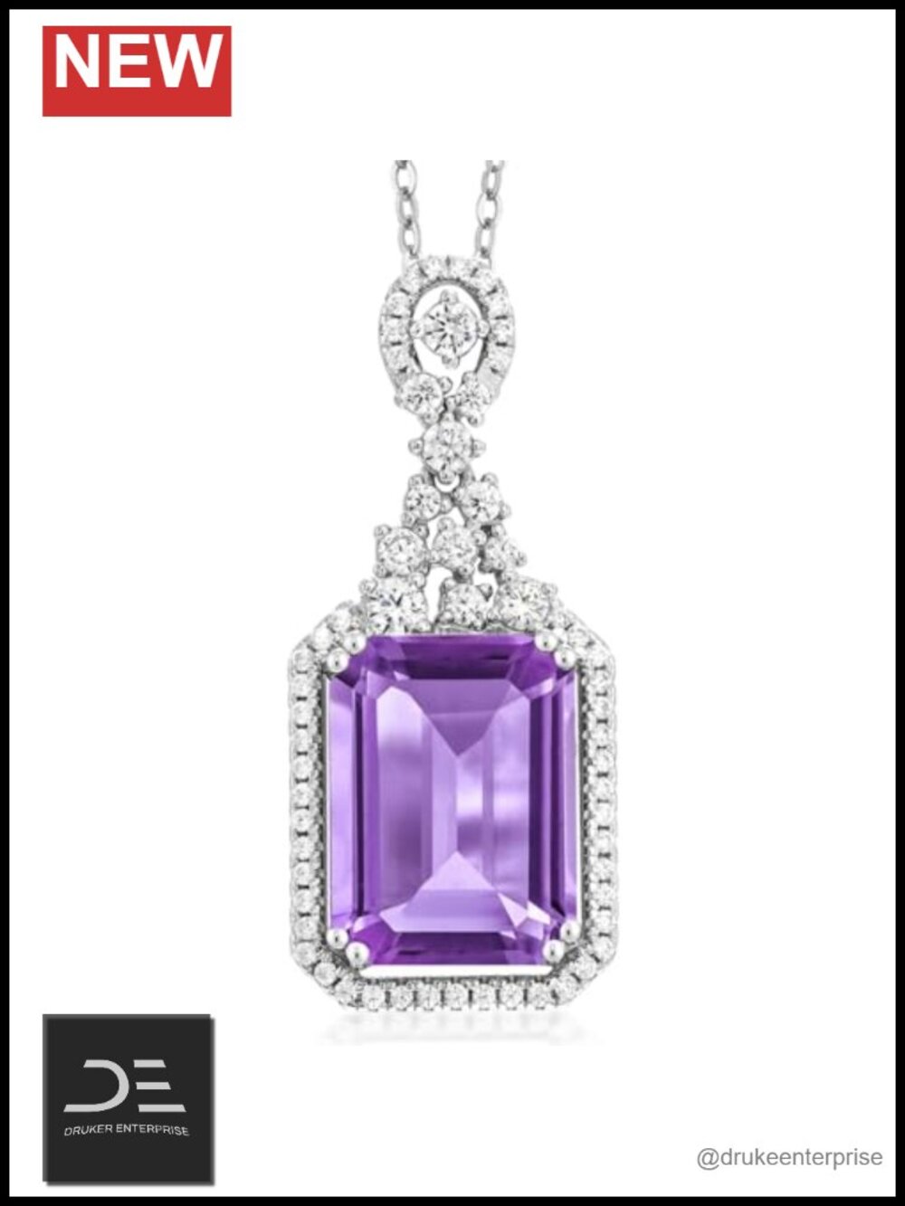 Emerald Cut Birthstone Pendant Necklace 925 Sterling Silver 18" Chain